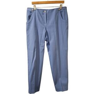 J. McLaughlin Cropped‎ Pants Ankle Womens 12 Cyan Blue Textured Cotton Stretch